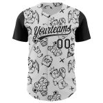 Custom Name Number Baseball Jersey - Personalized 3D Pattern Halloween Design in White and Black Personalized White Black