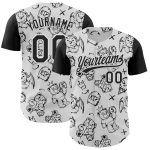 Custom Name Number Baseball Jersey - Personalized 3D Pattern Halloween Design in White and Black Personalized White Black