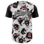 Personalized 3D Pattern Halloween Baseball Jersey | White Black Authentic Design Personalized White Black 3D Pattern Halloween