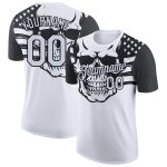 Personalized 3D Skull Performance T-Shirt with American Flag, White & Black Design Personalized White Black 3D Skull With