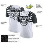 Personalized 3D Skull Performance T-Shirt with American Flag, White & Black Design Personalized White Black 3D Skull With