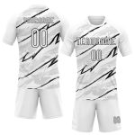 Custom Name and Number Volleyball Jersey - Personalized White Black Abstract Brush Design Uniform Personalized White Black