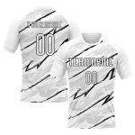 Custom Name and Number Volleyball Jersey - Personalized White Black Abstract Brush Design Uniform Personalized White Black