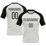 Custom Name Number Volleyball Jersey - Personalized White Black Abstract Line Sublimation Uniform Personalized White Black
