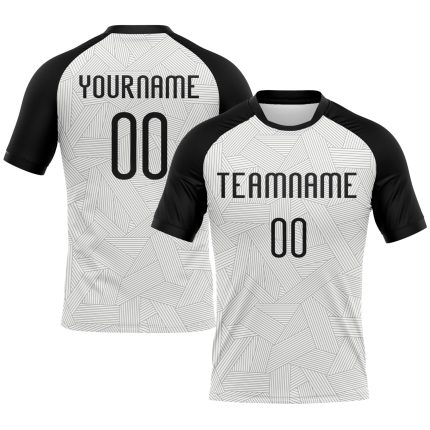 Custom Name Number Volleyball Jersey - Personalized White Black Abstract Line Sublimation Uniform Personalized White Black