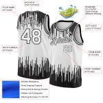Custom Name and Number Personalized Basketball Jersey - Black White Abstract Vertical Lines Authentic City Edition Personalized