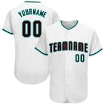 Custom Name and Number Baseball Jersey - Personalized Black Aqua Team Apparel Personalized White Black-Aqua Baseball Jersey