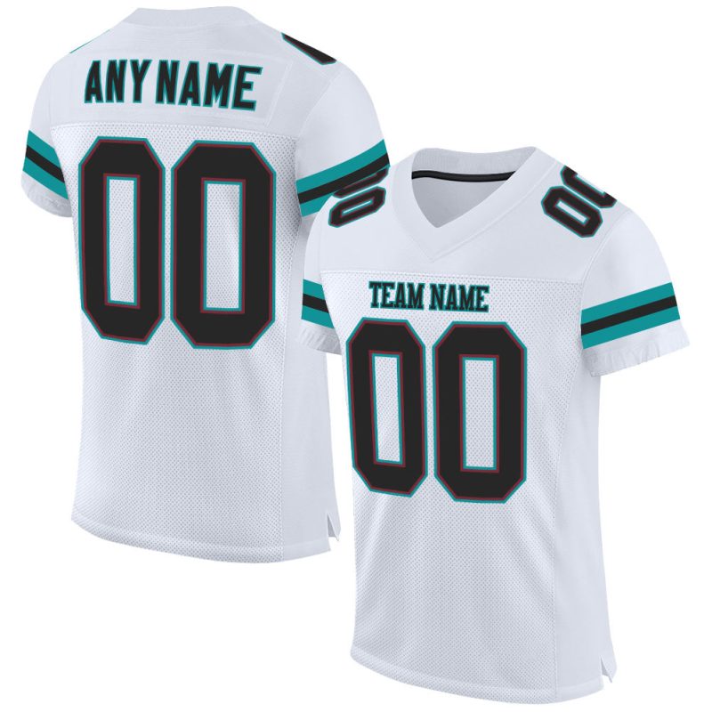 Custom Name Number Authentic Football Jersey - Personalized White Black Aqua Mesh Personalized White Black-Aqua Mesh Authentic