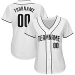 Custom Authentic Baseball Jersey with Personalized Name and Number in Black and White Personalized White Black Authentic