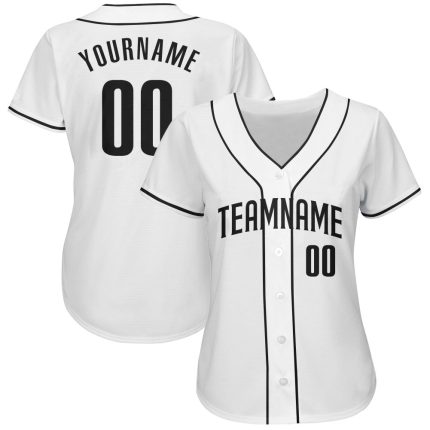 Custom Authentic Baseball Jersey with Personalized Name and Number in Black and White Personalized White Black Authentic