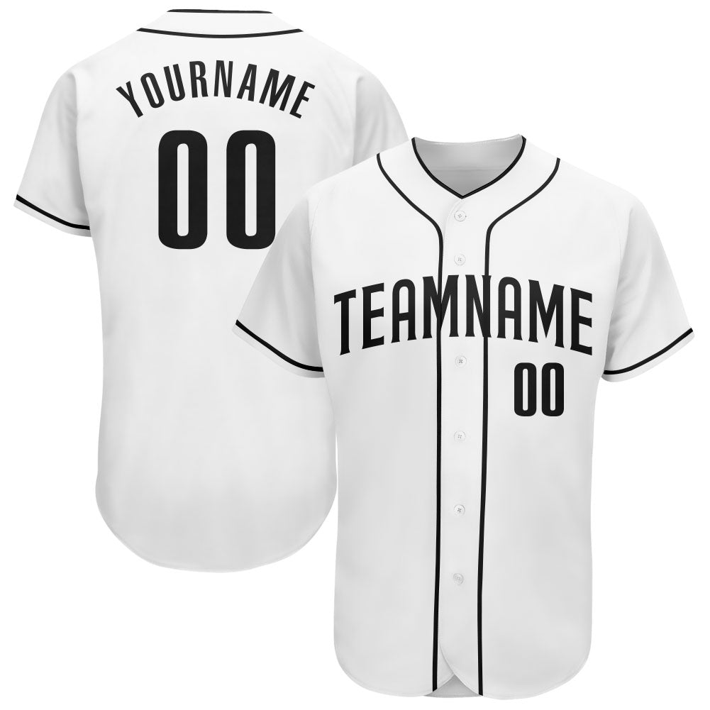 Custom Authentic Baseball Jersey with Personalized Name and Number in Black and White Personalized White Black Authentic