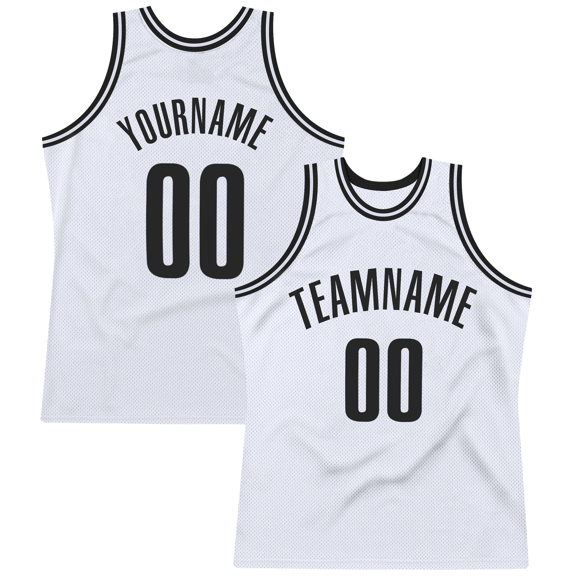 Custom Team Name Number Personalized Basketball Jersey White Black Authentic Throwback Personalized White Black Authentic