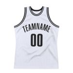 Custom Team Name Number Personalized Basketball Jersey White Black Authentic Throwback Personalized White Black Authentic