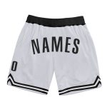 Custom Authentic Throwback Basketball Shorts with Personalized Name and Number in Black and White - Team Apparel Personalized