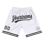 Authentic Personalized Black White Throwback Basketball Shorts for Men Personalized White Black Authentic Throwback Basketball