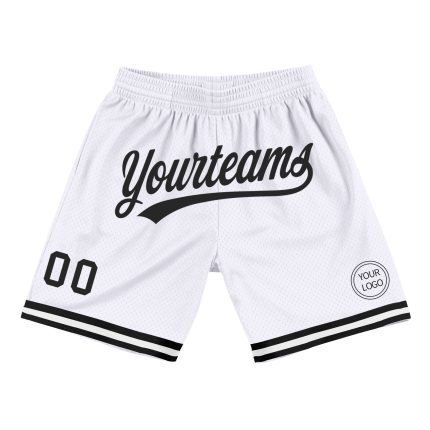 Authentic Personalized Black White Throwback Basketball Shorts for Men Personalized White Black Authentic Throwback Basketball