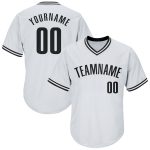 Custom Personalized Baseball Jersey Shirt with Name and Number - Authentic Throwback Rib-Knit Design in White and Black Personalized