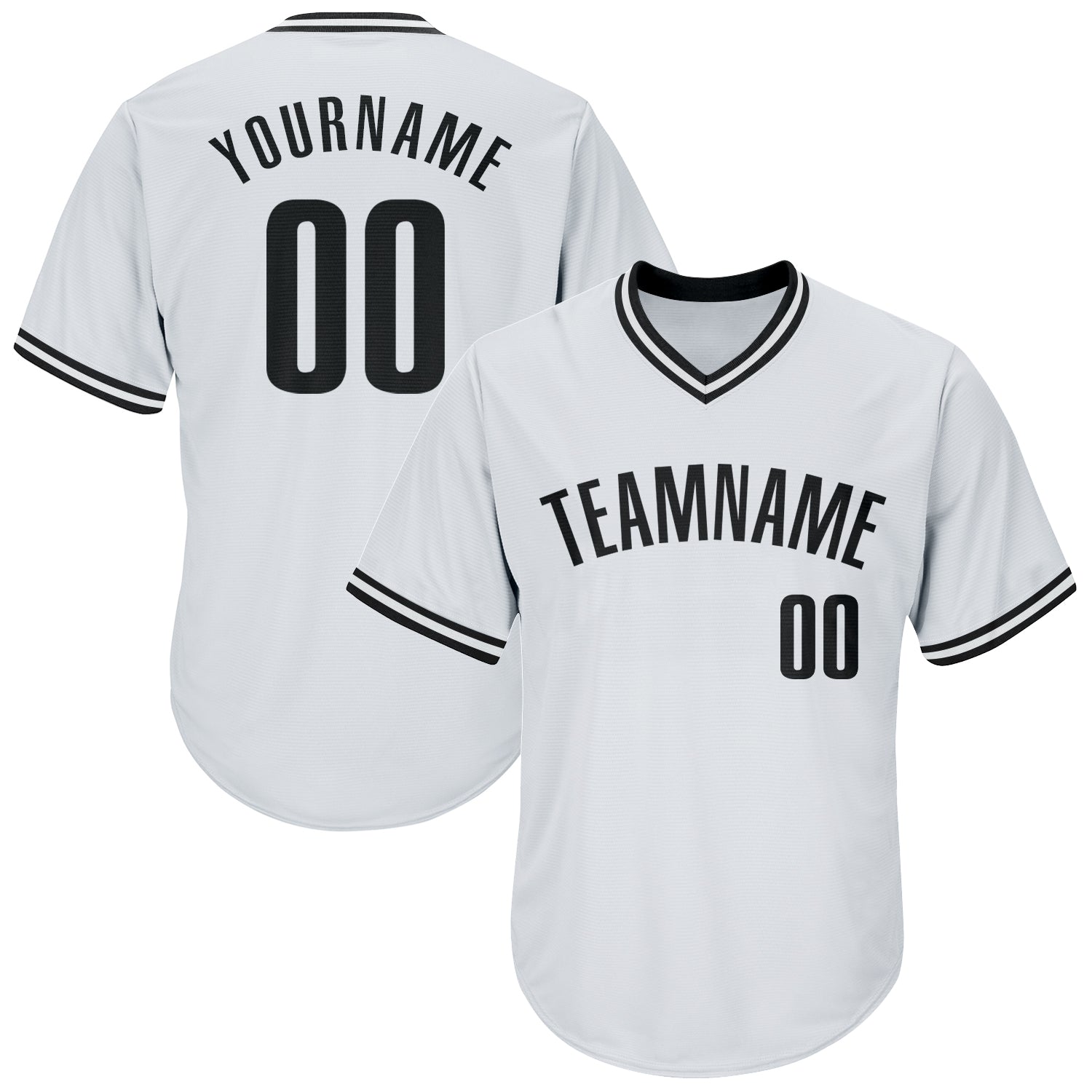 Custom Personalized Baseball Jersey Shirt with Name and Number - Authentic Throwback Rib-Knit Design in White and Black Personalized