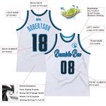 Custom Authentic Basketball Jersey with Personalized Name and Number - White Black-Blue Throwback Design Personalized White
