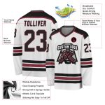 Custom Name Number Hockey Jersey - Personalized White Black Burgundy Team Jersey Personalized White Black-Burgundy Hockey