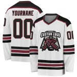 Custom Name Number Hockey Jersey - Personalized White Black Burgundy Team Jersey Personalized White Black-Burgundy Hockey