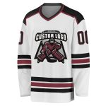 Custom Name Number Hockey Jersey - Personalized White Black Burgundy Team Jersey Personalized White Black-Burgundy Hockey