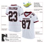 Custom Authentic Football Jersey - Personalized Black Burgundy Mesh with Name and Number - Team Apparel Personalized White