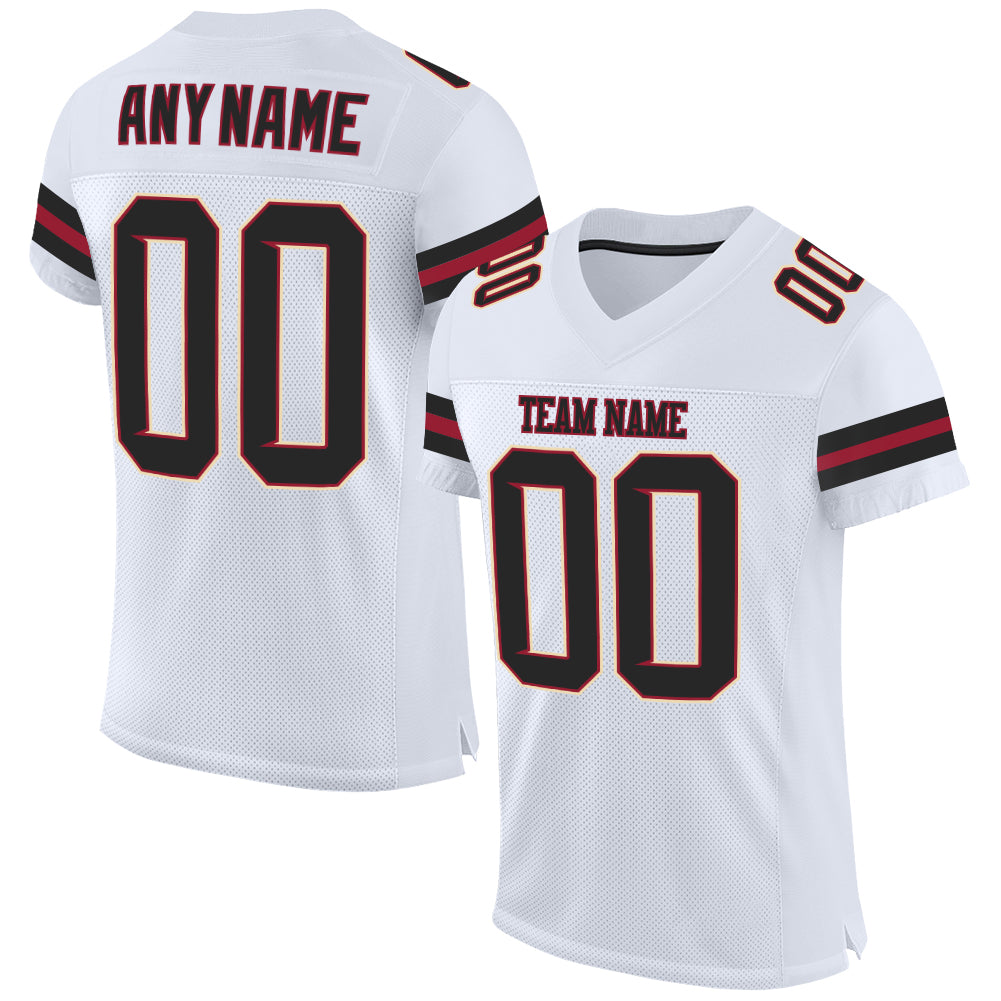 Custom Name Number Personalized Authentic Football Jersey - White Black Cardinal Mesh Personalized White Black-Cardinal Mesh