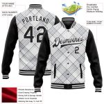 Personalized 3D Pattern Bomber Varsity Jacket Black White Check Full-Snap Design Personalized White Black Check Board 3D