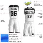 Personalized Basketball Jersey Sublimation Suit, White Black Color Block Round Neck Personalized White Black Color Block