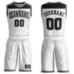 Custom Name Number Color Block Basketball Jersey Sublimation Round Neck Suit - Personalized White Black Team Outfit Personalized