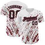 Customizable Abstract Splash 3D Pattern Baseball Jersey in White, Black, and Crimson - Personalize with Name and Number Personalized