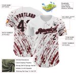 Customizable Abstract Splash 3D Pattern Baseball Jersey in White, Black, and Crimson - Personalize with Name and Number Personalized