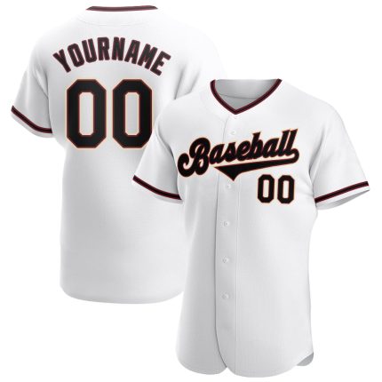 Personalized Authentic Baseball Jersey in White, Black, and Crimson Personalized White Black-Crimson Authentic Baseball Jersey