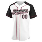 Personalized Baseball Jersey with Custom Name & Number, White Black Crimson Authentic Raglan Sleeves Personalized White Black-Crimson