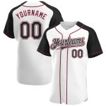 Personalized Baseball Jersey with Custom Name & Number, White Black Crimson Authentic Raglan Sleeves Personalized White Black-Crimson