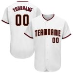 Custom Name Number Personalized Baseball Jersey in White Black-Crimson Personalized White Black-Crimson Baseball Jersey Team