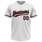 Custom Unisex Softball Jersey Personalized Name & Number, White Black Crimson-Cream, Two-Button Design Personalized White