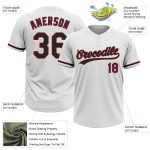Custom Unisex Softball Jersey Personalized Name & Number, White Black Crimson-Cream, Two-Button Design Personalized White