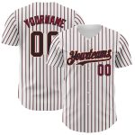 Custom Black Crimson-Cream Baseball Jersey with Personalized Name and Number - Authentic White Black Crimson Pinstripe Design