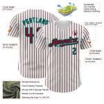 Personalized Crimson Black-Aqua Authentic Baseball Jersey with Custom Name and Number - White Black Crimson Pinstripe Design