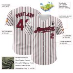 Personalized Crimson Black Baseball Jersey with Custom Name and Number - White Black Crimson Pinstripe Authentic Design Personalized