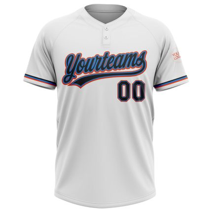 Custom Name and Number Two-Button Unisex Softball Jersey - Personalized Electric Blue-Orange & Black/White Design Personalized