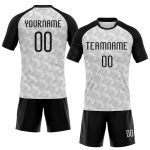 Custom Geometric Design Volleyball Jersey - Personalized White & Black Sublimation Uniform Personalized White Black Geometric