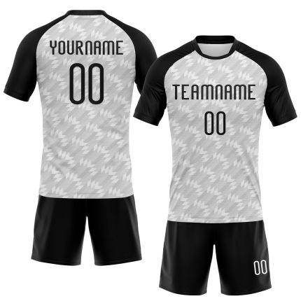 Custom Geometric Design Volleyball Jersey - Personalized White & Black Sublimation Uniform Personalized White Black Geometric