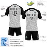Custom Geometric Design Volleyball Jersey - Personalized White & Black Sublimation Uniform Personalized White Black Geometric