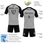 Custom Name Number Personalized Volleyball Jersey - White Black Geometric Sublimation Team Uniform Personalized White Black