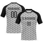 Custom Name Number Personalized Volleyball Jersey - White Black Geometric Sublimation Team Uniform Personalized White Black