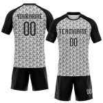 Custom Name Number Personalized Volleyball Jersey - White Black Geometric Sublimation Team Uniform Personalized White Black