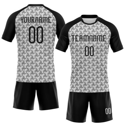 Custom Name Number Personalized Volleyball Jersey - White Black Geometric Sublimation Team Uniform Personalized White Black